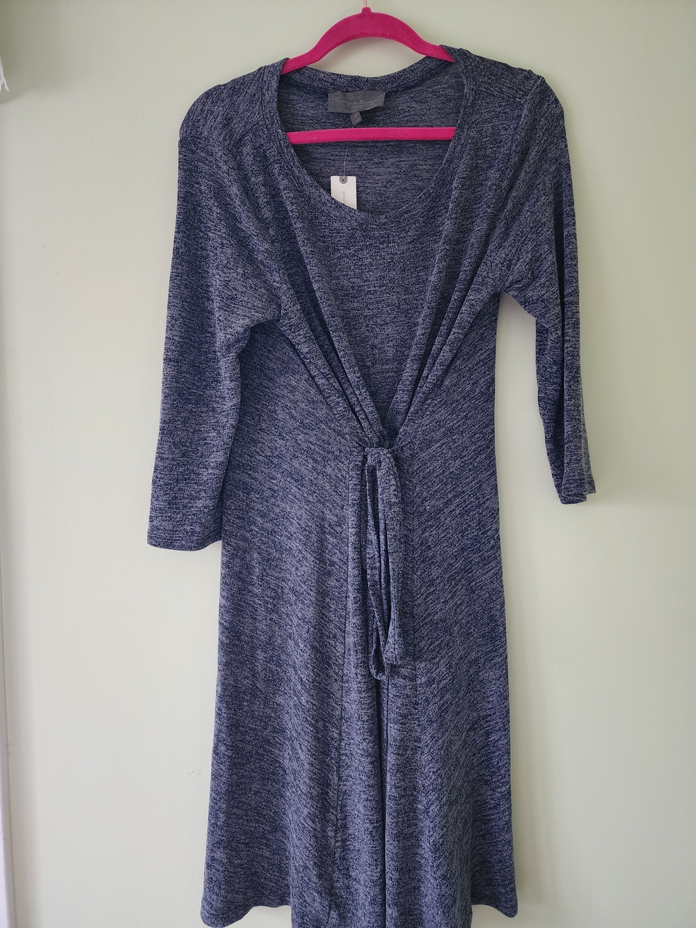 Sunday in Brooklyn Heathered Grey Tie-Front Midi Dress